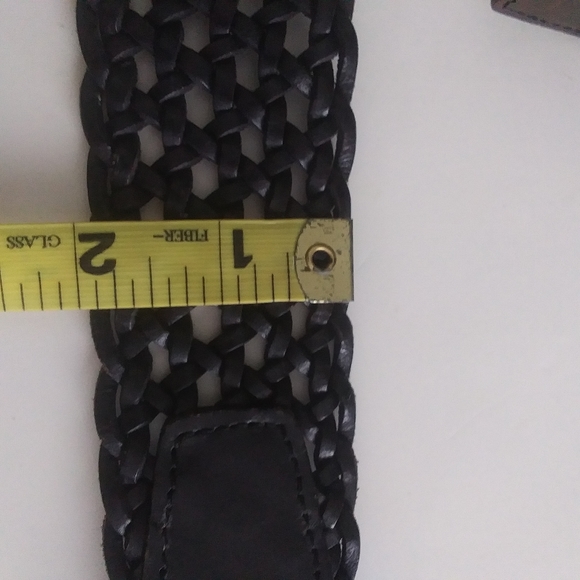 Talbots Wide Woven Leather Belt, Two-Tone Black and Brown - Picture 10 of 12